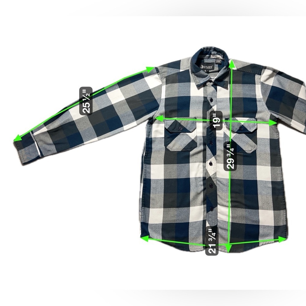 Triveni Denim Men’s Medium Blue White Plaid Button Down Shirt Cotton Blend - Picture 3 of 4